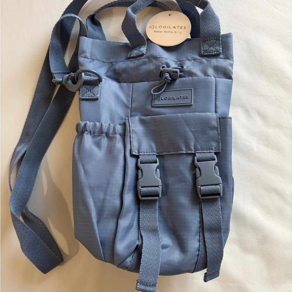 Blogilates Water Bottle Sling - Steel Blue NWT